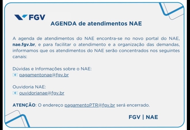 Imagem com informações sobre a nova agenda NAE